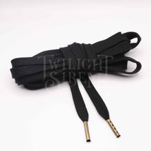 Black cotton lacing for corsets stays or shoes with the ends finished with bronze metal aglets