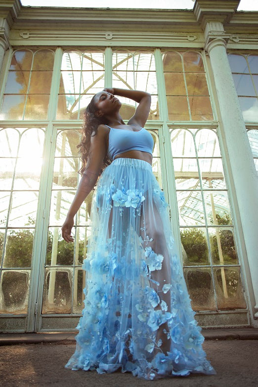 Plus size tulle skirt blue outlet
