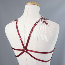 WINE FLORAL LACE BODY HARNESS BRALET