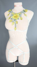 YELLOW FLORAL LACE BODY HARNESS SET
