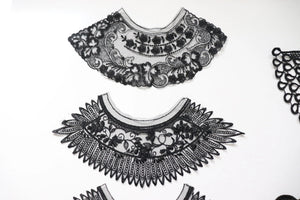 bundle job lot  Black mix of lace neckline collar craft sewing clearout,