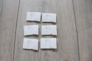 white off white bra hook & eye tab / lingerie bra making -3cm / 30mm - pack x 6