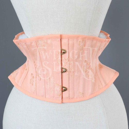 21 INCH WAIST ELIZA SALMON FLORAL COUTIL CORSET BELT (LARGE SPRINGS)