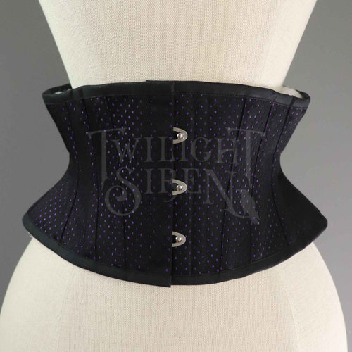 22  INCH WAIST ELIZA BLACK/PURPLE  SPOT COUTIL CORSET BELT