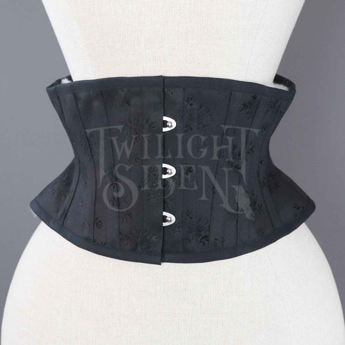 22.5 INCH WAIST ELIZA BLACK BOUQUET COUTIL CORSET BELT