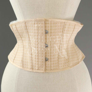 26  INCH WAIST ELIZA BEIGE WITH GOLD AND SILVER  SPOT COUTIL CORSET BELT