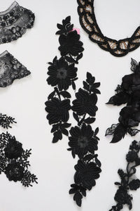 LOT #79 bundle job lot of black lace trims and applique