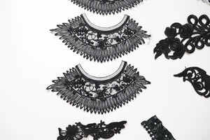 bundle job lot  Black mix of lace neckline collar craft sewing clearout,
