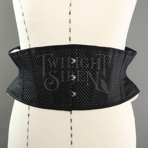30 INCH WAIST ELIZA BLACK AND SILVER  SPOT COUTIL CORSET BELT