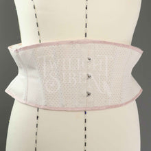 32 INCH WAIST ELIZA IVORY WITH PINK  SPOT COUTIL CORSET BELT