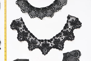 bundle x 5 job lot Black mix of lace neckline collar trim, applique insert - craft sewing clearout