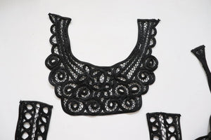 LOT #81 bundle job lot of black satin ribbon neckline trims cornelli pattern