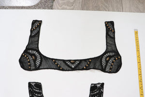 bundle x 5 job lot Black mix of lace neckline collar trim, applique insert - craft sewing clearout,
