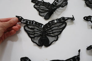 LOT #80 bundle job lot of black chiffon and sequin butterfly applique