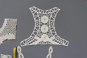 bundle x 4 job lot cream lace neckline collar back trim insert - craft sewing clearout,
