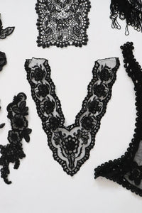 LOT #79 bundle job lot of black lace trims and applique