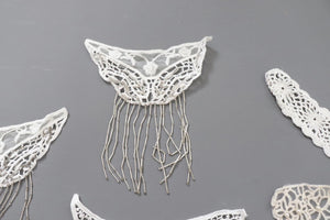 bundle x 8 job lot Cream/ white lace neckline collar trim, applique insert - craft sewing clearout,