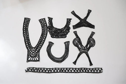 LOT #81 bundle job lot of black satin ribbon neckline trims cornelli pattern