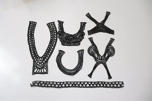 LOT #81 bundle job lot of black satin ribbon neckline trims cornelli pattern