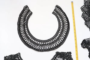 bundle x 5 job lot Black mix of lace neckline collar trim, applique insert - craft sewing clearout