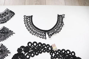 bundle job lot  Black mix of lace neckline collar craft sewing clearout,