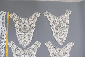 bundle x 5 job lot Cream / ivory lace neckline collar trim, applique insert - craft sewing clearout