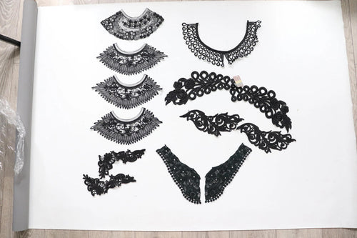 LOT #68 bundle job lot  Black mix of lace neckline collar craft sewing clearout,