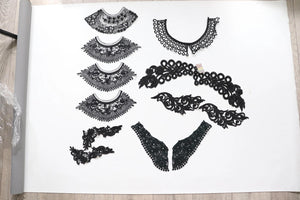 LOT #68 bundle job lot  Black mix of lace neckline collar craft sewing clearout,