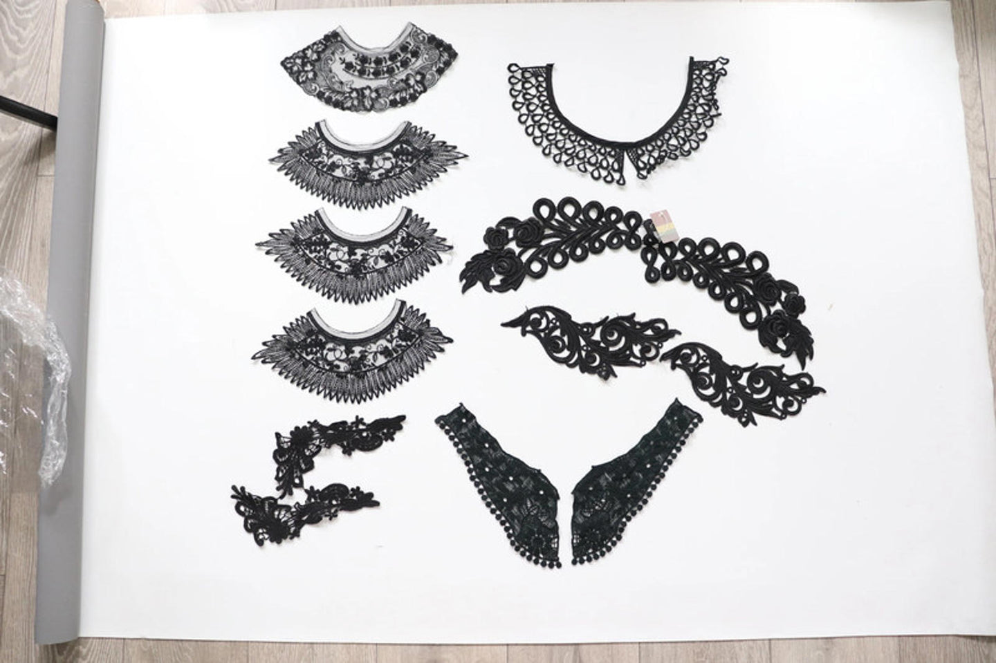 bundle job lot  Black mix of lace neckline collar craft sewing clearout,