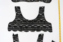 bundle x 5 job lot Black mix of lace neckline collar trim, applique insert - craft sewing clearout,