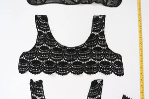 bundle x 5 job lot Black mix of lace neckline collar trim, applique insert - craft sewing clearout,