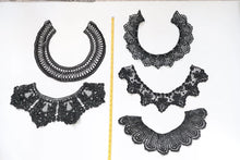 bundle x 5 job lot Black mix of lace neckline collar trim, applique insert - craft sewing clearout