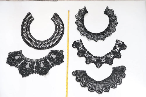 LOT #69 bundle x 5 job lot Black mix lace neckline collar trim - craft clearout