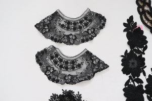 LOT #79 bundle job lot of black lace trims and applique