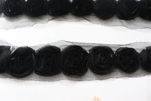 LOT #58 bundle x 3 job lot  Black and cream mesh chiffon flower mix of lace neckline