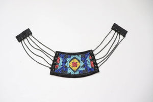 LOT #86 beaded satin trim with chain detail