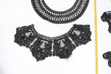 bundle x 5 job lot Black mix of lace neckline collar trim, applique insert - craft sewing clearout