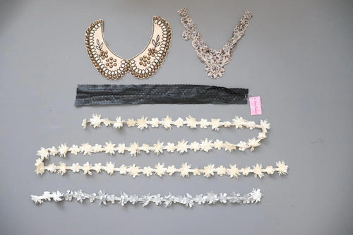 LOT #96 - bundle of faux leather trim, collar, applique