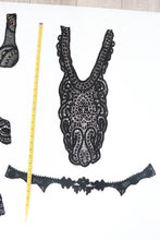 bundle x 5 job lot Black mix of lace neckline collar trim, applique insert - craft sewing clearout,
