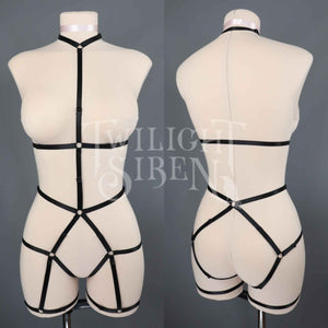 JADE BODY HARNESS OUVERT PLAYSUIT BLACK -DISCONTINUED STYLE - SIZE SMALL // UK 4-8 // US 0-4