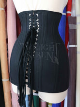 BLACK COTTON FLAT CORSET LACING - TIPPED WITH METAL AGLETS