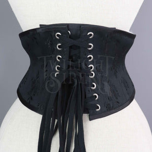 BLACK COTTON FLAT CORSET LACING - TIPPED WITH METAL AGLETS