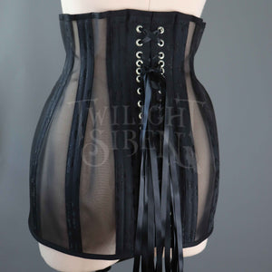 C1940S INSPIRED ROSEBUD  COUTIL AND MESH CORSET GIRDLE