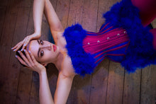 21 INCH CERISE PINK AND BLUE MESH UNDERBUST CORSET