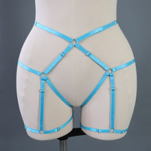 HIGH WAIST BODY HARNESS OUVERT BRIEF TURQUOISE TEAL- SIZE ~ SMALL // MED // UK 8-12 // US 4-8  FITS UP TO ~ WAIST 36" // LEG CIRCUMFERENCE 22"