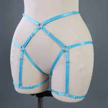 HIGH WAIST BODY HARNESS OUVERT BRIEF TURQUOISE TEAL- SIZE ~ SMALL // MED // UK 8-12 // US 4-8  FITS UP TO ~ WAIST 36" // LEG CIRCUMFERENCE 22"