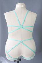 MINT GREEN FLORAL LACE BODY HARNESS SET - SIZE ~XLARGE // UK 20-22 // US 16-18