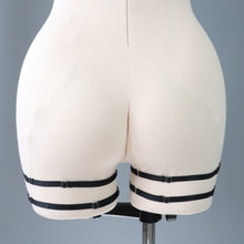 PAIR FREYA GARTER LEG HARNESS BLACK/ SILVER RINGS // SIZE UK 12-14 - FIT 20-24" LEG CIRCUMFERENCE (Copy)