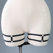 PAIR FREYA GARTER LEG HARNESS BLACK/ SILVER RINGS // SIZE UK 12-14 - FIT 20-24" LEG CIRCUMFERENCE (Copy)