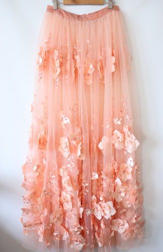 26 INCH WAIST // SIZE 8 PEACH FLORAL TULLE SKIRT